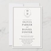 Invitation Élégant Crest Charcoal Grey Mariage moderne (Devant)