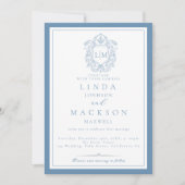 Invitation Elégant crête bleu Dusty Monogram Mariage Invitat (Devant)