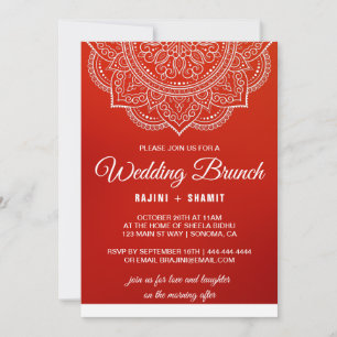 Invitation Élégant Crimson blanc Mariage Paisley Brunch