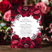 Invitation Élégant Crimson profond Rouge Floral Mariage roman