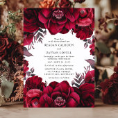 Invitation Élégant Crimson profond Rouge Floral Mariage roman
