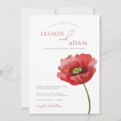 Invitation Élégant Crimson Rouge Poppy Floral Mariage (Devant)