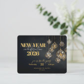 Invitation Elégant Cristal de Nouvel An et Lanternes d'Or (Debout devant)