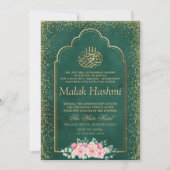 Invitation Elégant cristal floral vert Aqiqa islamique Aqeeqa (Devant)