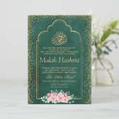 Invitation Elégant cristal floral vert Aqiqa islamique Aqeeqa (Debout devant)