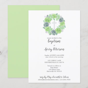 Invitation Élégant Croissant Baptême Succulent Religieux