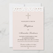 Invitation Elegant Cross Christening Christian Baptism (Devant)