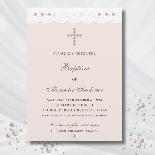 Invitation Elegant Cross Christening Christian Baptism