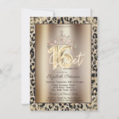 Invitation Elegant Crown Leopard Print Sweet 16 (Devant)