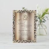 Invitation Elegant Crown Leopard Print Sweet 16   (Debout devant)