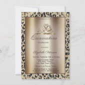 Invitation Elegant Crown Leopard Print Sweet Quinceañera (Devant)