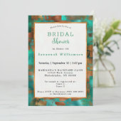 Invitation Élégant Cuivre Turquoise Abstrait Fête des mariées (Debout devant)