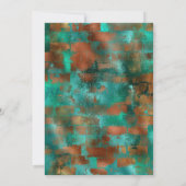 Invitation Élégant Cuivre Turquoise Abstrait Fête des mariées (Dos)