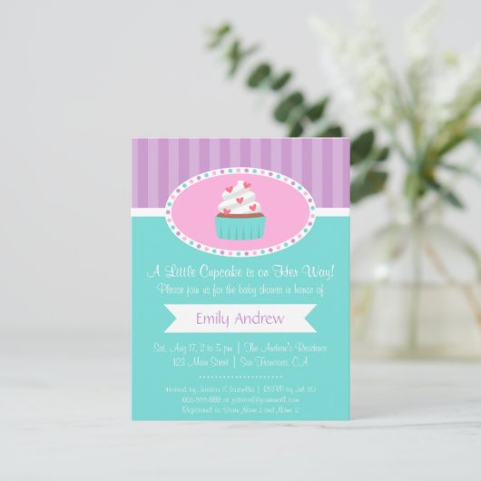 Invitation Élégant Cupcake Douche bébé Cupcake doux Invitatio (Debout devant)