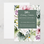 Invitation Elégant Custom Floral 50e anniversaire (Devant / Derrière)