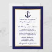 Invitation Elégant Custom Navy Blue Nautical Wedding Invite (Devant)