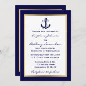 Invitation Elégant Custom Navy Blue Nautical Wedding Invite (Devant / Derrière)