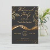 Invitation Elegant Customizable Gold Floral Retirement Party  (Debout devant)