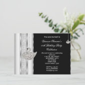 Invitation Elégant cygne diamant blanc argent noir Anniversai (Debout devant)