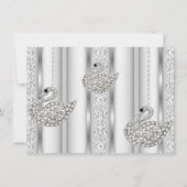 Invitation Elégant cygne diamant blanc argent noir Anniversai (Dos)
