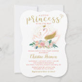 Invitation Elégant cygne or princesse rose Baby shower floral (Devant)