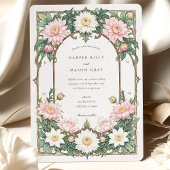 Invitation Elégant Dahlia Art Nouveau Mariage rose douce