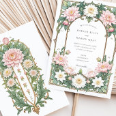 Invitation Elégant Dahlia Art Nouveau Mariage rose douce