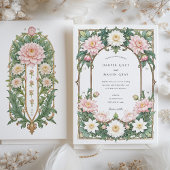 Invitation Elégant Dahlia Art Nouveau Mariage rose douce