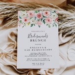 Invitation Élégant Dainty Floral Bridesmaids Brunch Douche<br><div class="desc">Cette élégante invitation à la douche de brunch aux couleurs vives et fleuries est parfaite pour une wedding shower moderne. Le design présente des roses illustrées de rose,  de blush et de blanc,  des pivoines avec feuillage vert groupé en bouquets,  accentuant les belles couleurs d'automne.</div>