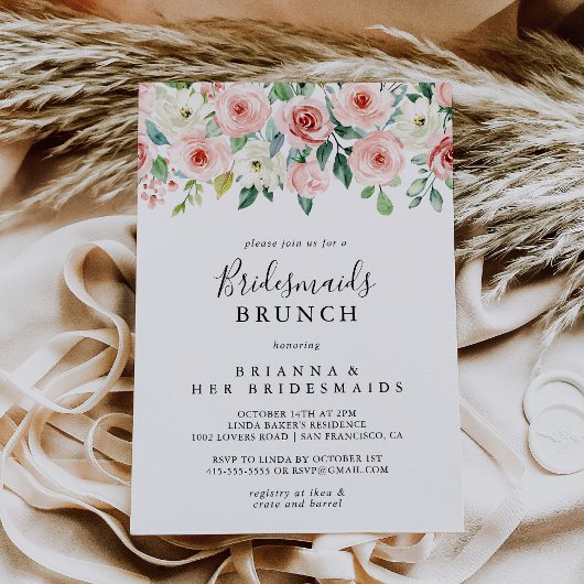 Invitation Élégant Dainty Floral Bridesmaids Brunch Douche