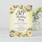 Invitation Elegant Daisies Garden Floral 35th Birthday Party (Debout devant)