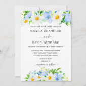 Invitation Elegant Daisy and Forget Me Not Wedding (Devant)
