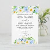 Invitation Elegant Daisy and Forget Me Not Wedding (Debout devant)