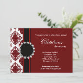 Invitation Élégant Damas de Noël (Debout devant)