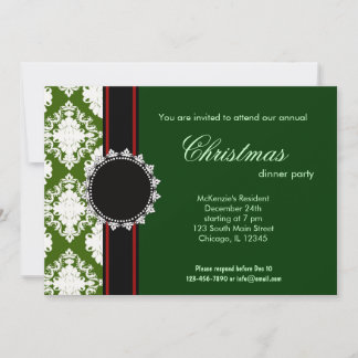 Invitation Élégant Damas de Noël