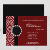 Invitation Élégant Damas de Noël (Devant / Derrière)