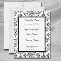 Elegant Damask Black White Personnalisé Enregistre
