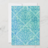 Invitation Elégant Damask Blue White Hydrangea Floral Mariage (Dos)