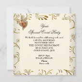 Invitation Elégant Damask Caramel Crème Beige Or (Dos)