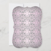 Invitation Élégant Damask & Croix Rose Baptême 2 (Dos)