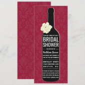 Invitation Elegant Damask | Fête des mariées du vin rouge (Devant / Derrière)