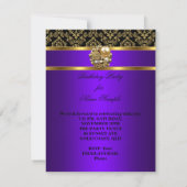 Invitation Elégant Damask Purple Gold Black Anniversaire (Dos)