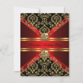 Invitation Elégant Damask Regal Red Gold Black Anniversaire (Devant)