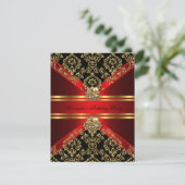 Invitation Elégant Damask Regal Red Gold Black Anniversaire (Debout devant)