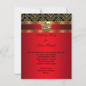 Invitation Elégant Damask Regal Red Gold Black Anniversaire (Dos)