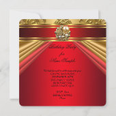 Invitation Elégant Damask Regal Red Gold Floral Anniversaire (Dos)