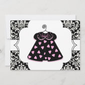 Invitation Elégant Damask Rose Black Baby Girl Douche (Dos)