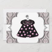 Invitation Elégant Damask Rose Black Baby Girl Douche (Dos)