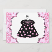Invitation Elégant Damask Rose Black Baby Girl Douche (Dos)