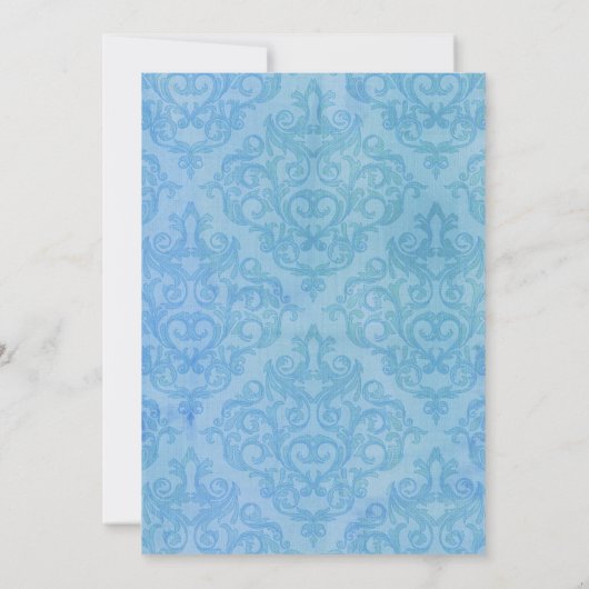 Invitation Elégant Damask Sky Blue Hydrangea Floral Mariage (Dos)